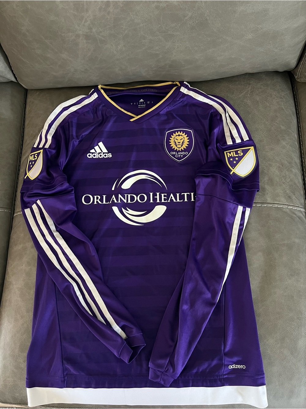 adidas Orlando City Purple and Gold Crest Soccer Jersey